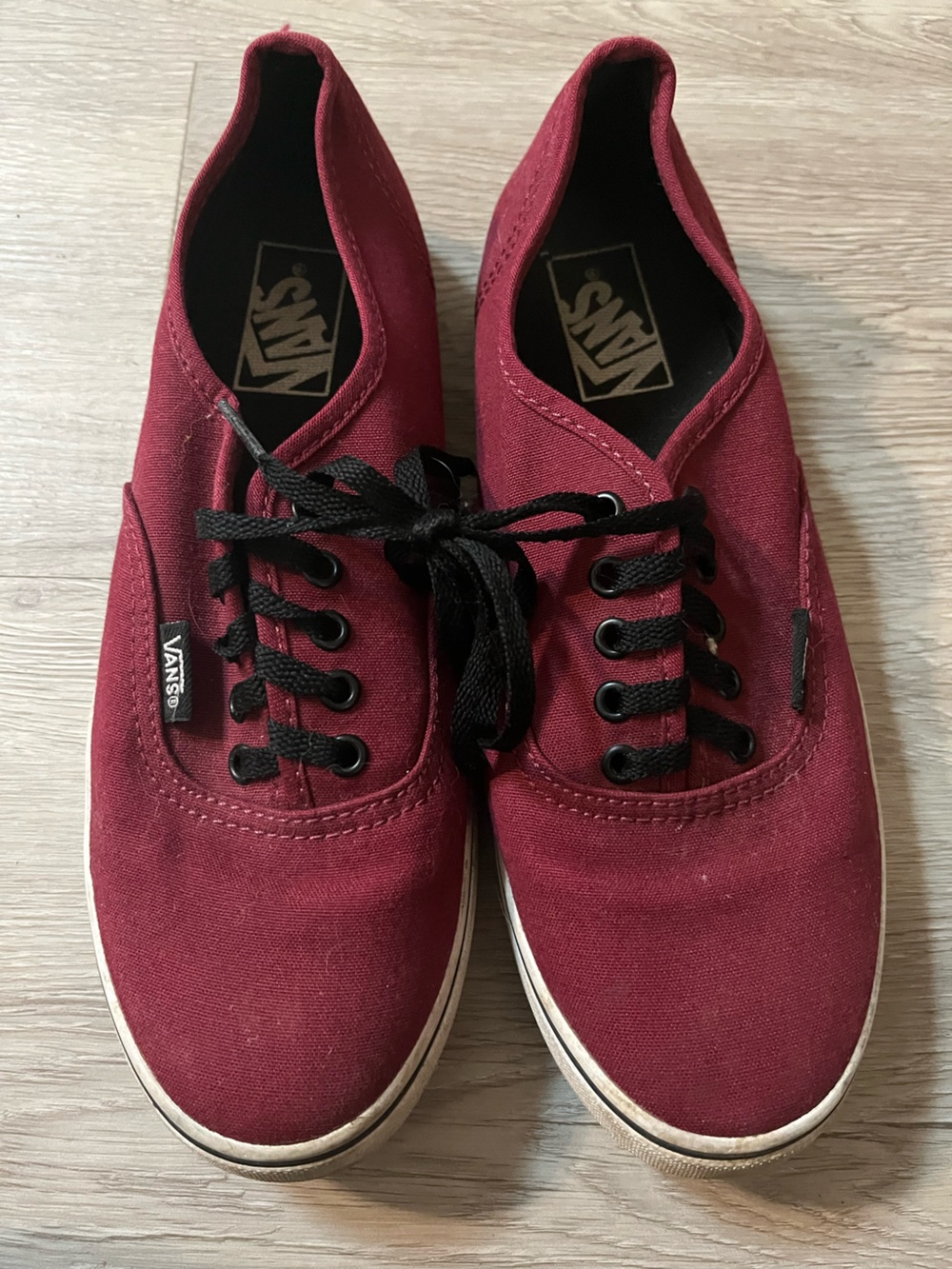 Vans Men’s Canvas Sneakers in Burgundy with Black Laces